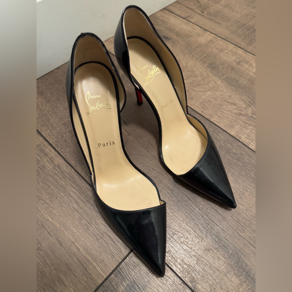 Christian Louboutin New Helmut Black Patent Leather Heels